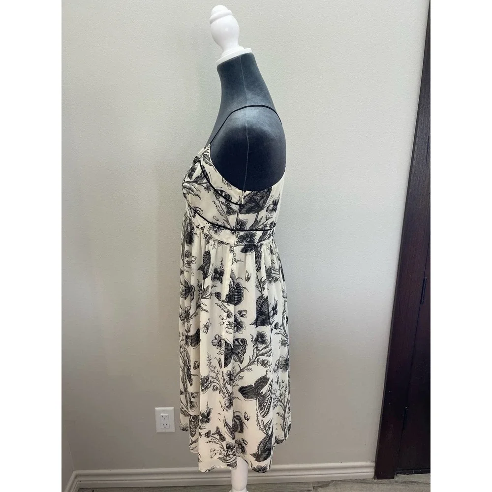Ann Taylor Loft Butterfly Ivory and Black Lined Sundress Size 2 - Picture 4 of 9